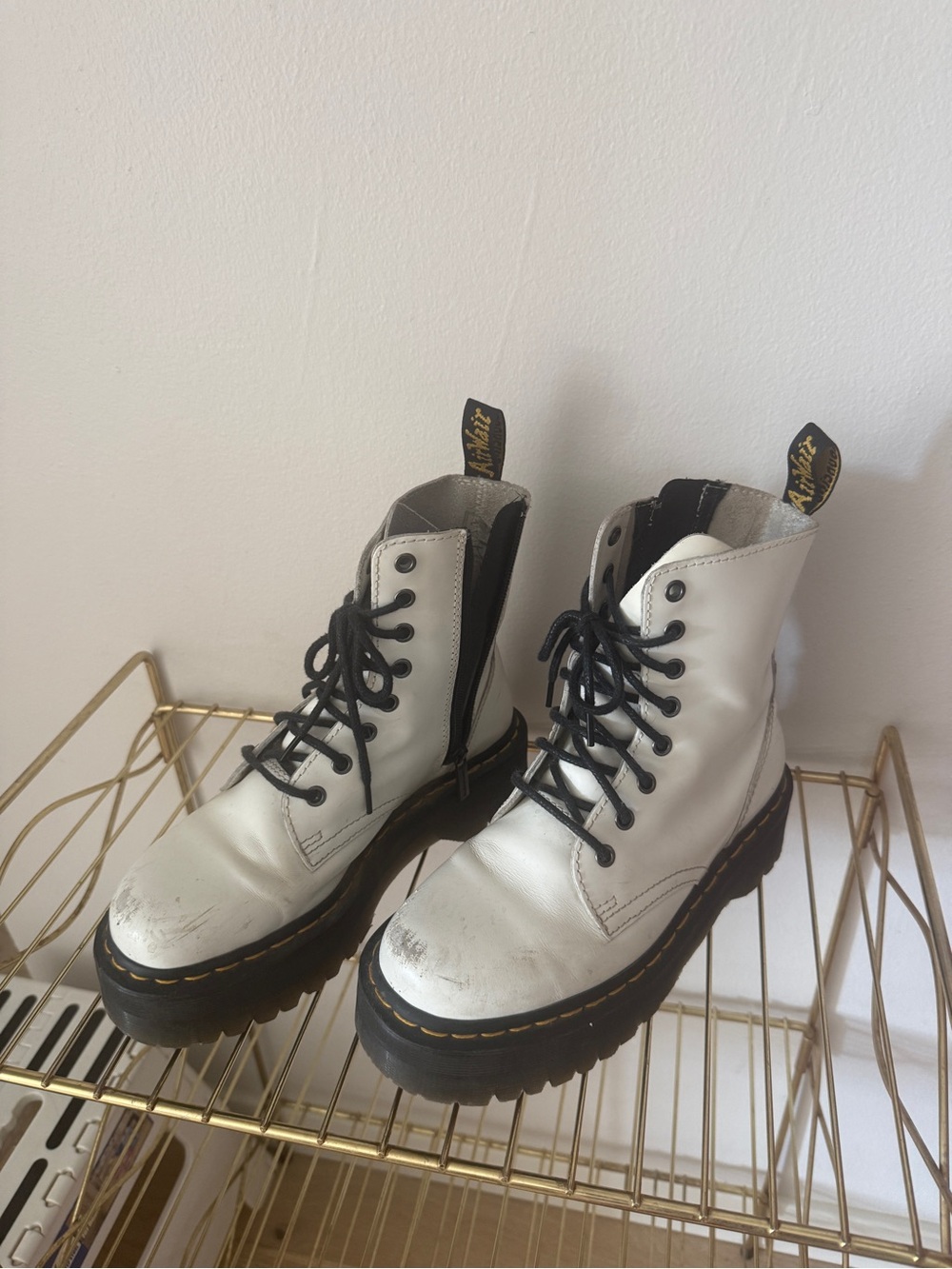 White Dr. Martens platform boots